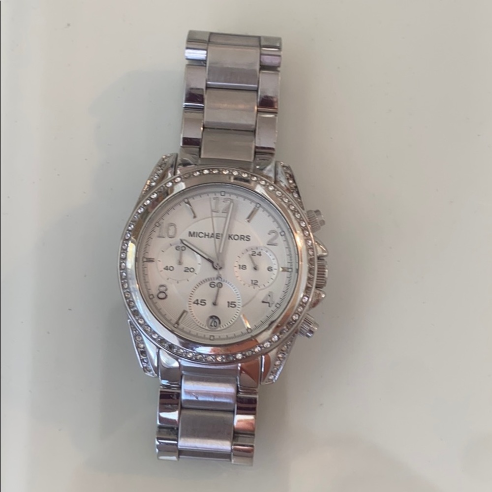 Silver Michael Kors Watch with diamonds